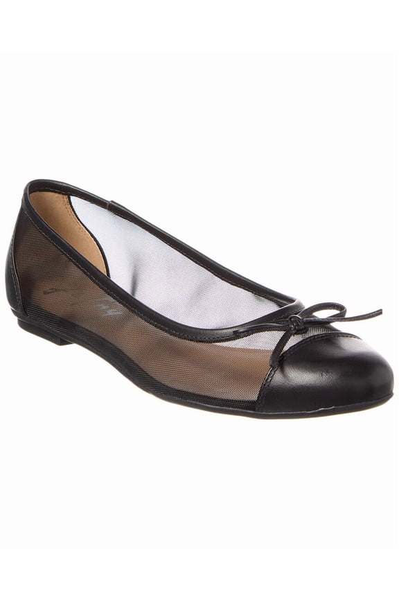 Cordelia Shimmer Mesh & Leather Flat, 6, Black