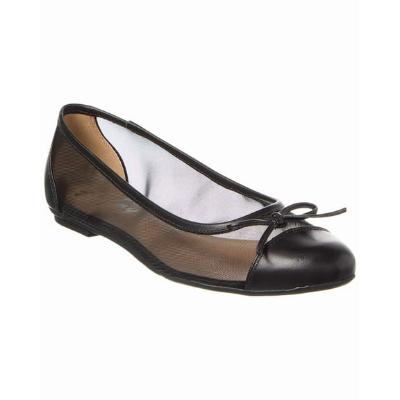 French Sole Cordelia Shimmer Mesh & Leather Flat, 7.5, Black