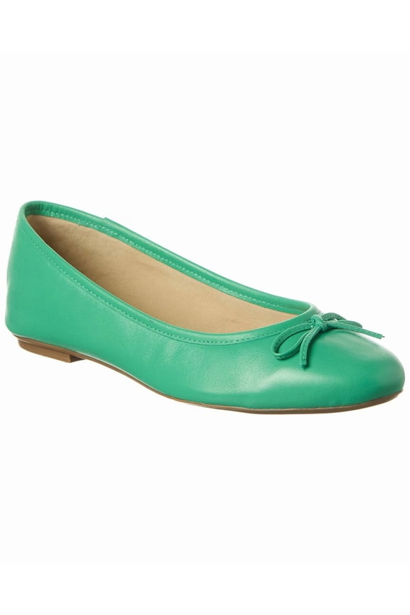 Emerald Leather Flat, 6, Green
