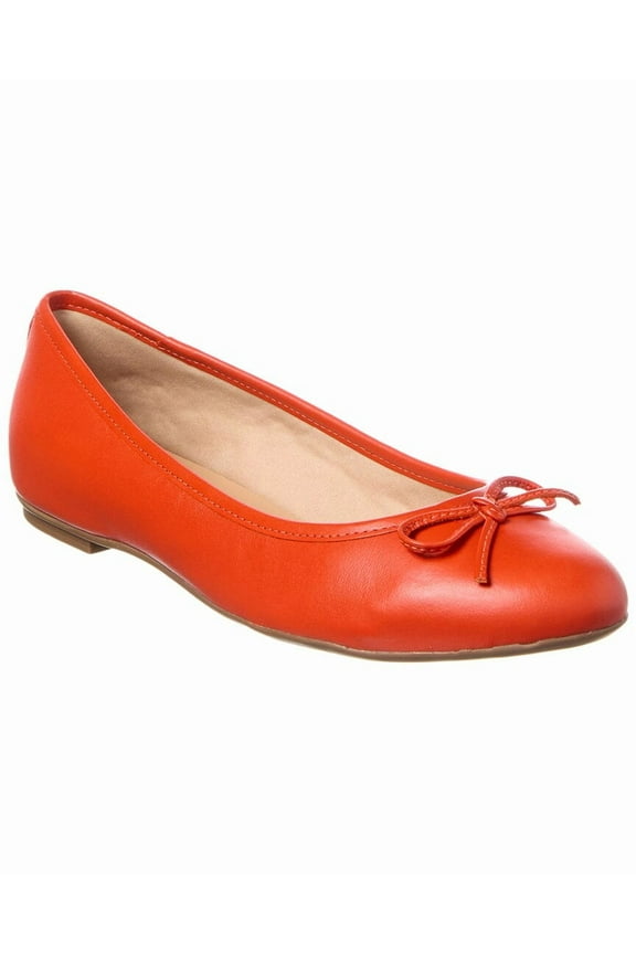 Emerald Leather Flat, 9, Orange