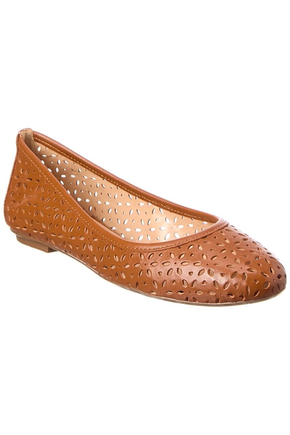 Leyla Laser Cut Leather Flat, 6, Brown