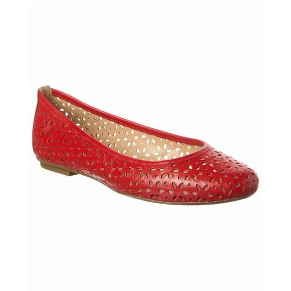 French Sole Leyla Laser Cut Leather Flat, 7.5, Red