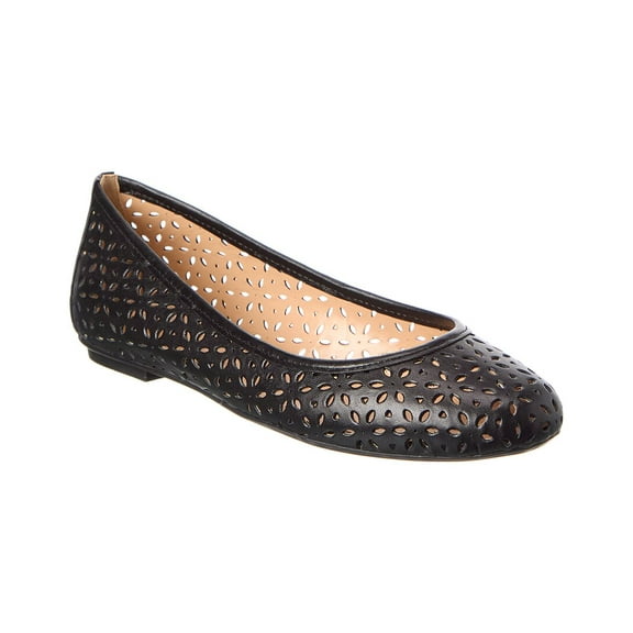 French Sole Leyla Laser Cut Leather Flat, 9, Black