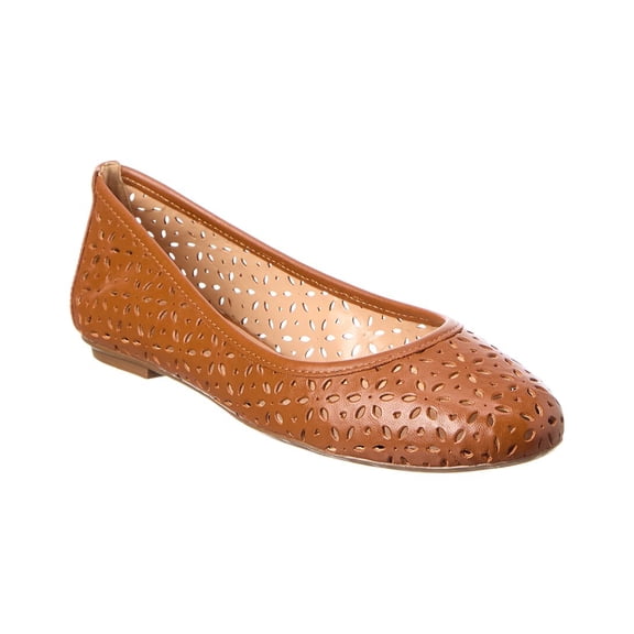 French Sole Leyla Laser Cut Leather Flat, 9, Brown