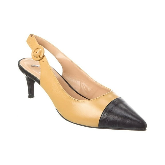 French Sole Skylar Leather Slingback Pump, 6, Beige