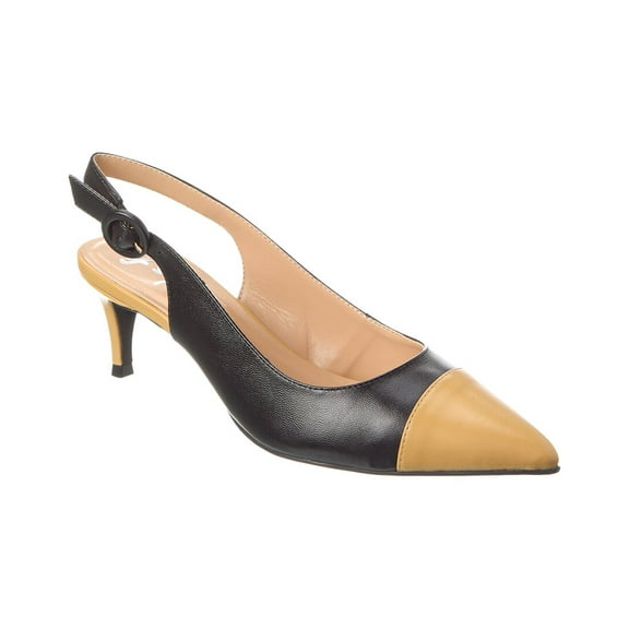 French Sole Skylar Leather Slingback Pump, 7, Black