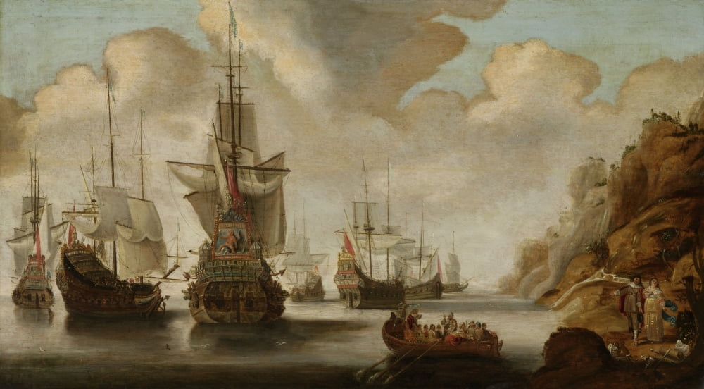French Squadron Near A Rocky Coast Canvas Art - (24 x 18)
