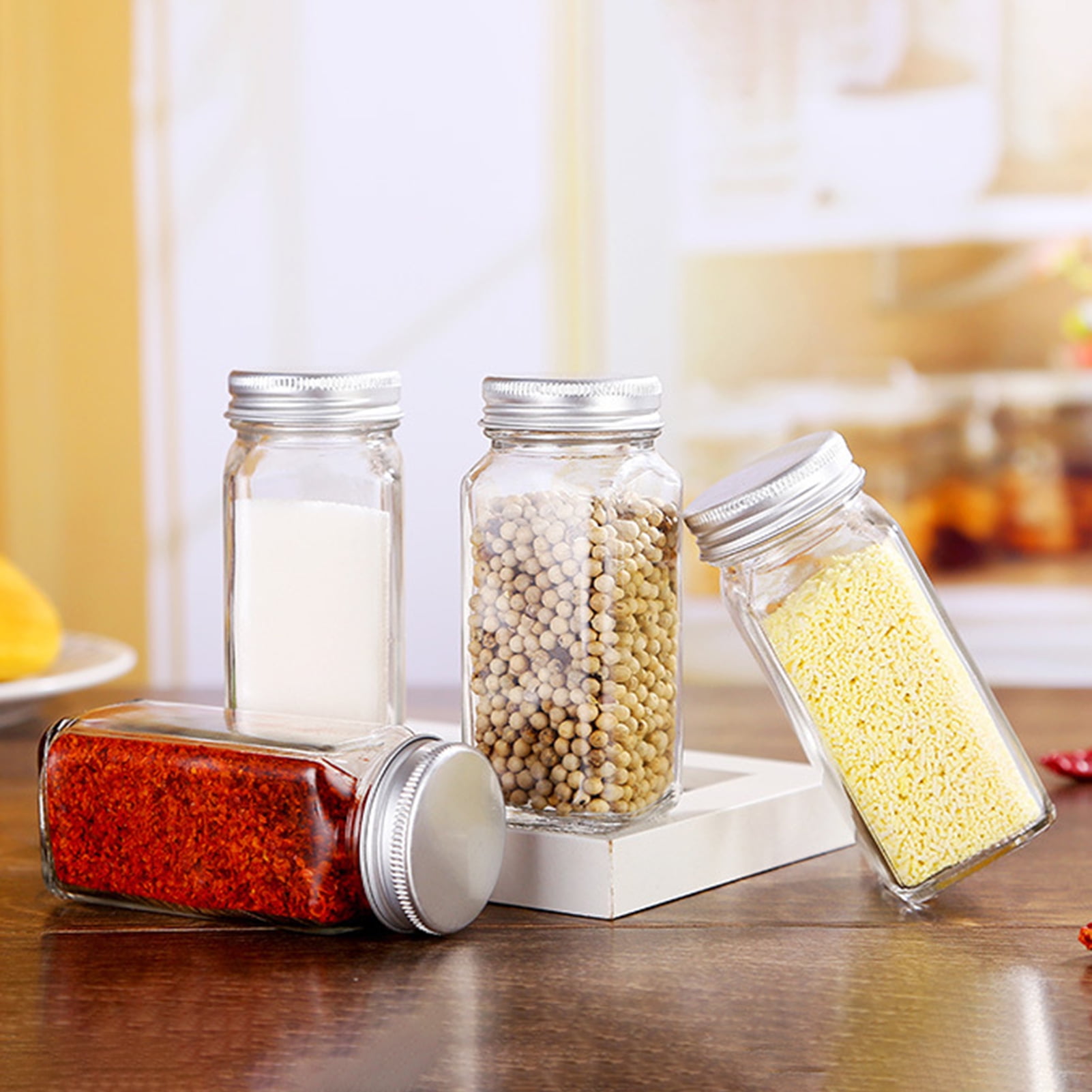 French Square Spice Jars Spice Shaker Pourer with Lid Great for Spices Herbs Seasonings and More 1PCS
