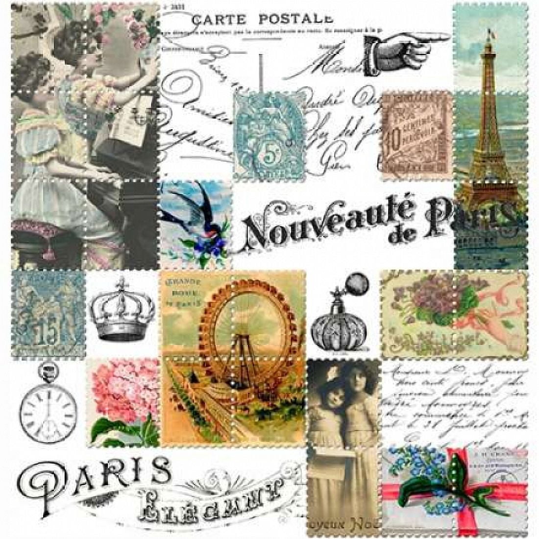 French Stamps White Canvas Art - Marion De Lauzun (24 x 24)