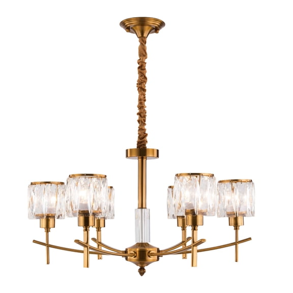 French Style 6 Lights K5 Crystal Chandelier Glass Pendant Light Fixture Modern Ceiling Lamp for Kitchen, Living Room, Office