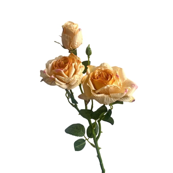 French-Style Artificial Flower Single-stem Three-Headed Rose, Vintage Aesthetic with Layered Blooms for Holiday Party & Anniversary Gift Champagne