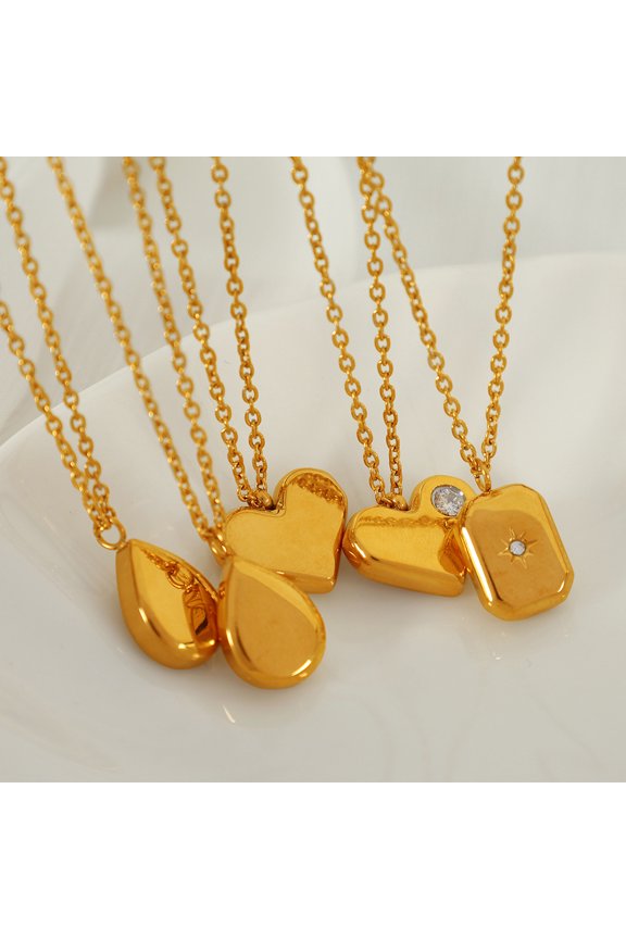 French Style Atmospheric Geometric Square Water Drop Eight Awn Star Necklace