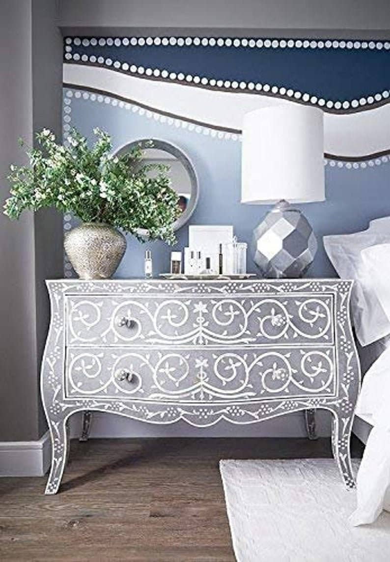 grey bone inlay dresser Bone Inlay 4 Drawer Dresser