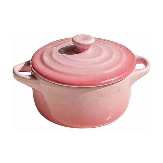 French Style Covered Ceramic Soup Bowl with Double Handles, Oven Safe Small Casserole for Onion Soup Stew Oatmeal Pasta Large