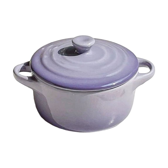 French Style Covered Ceramic Soup Bowl with Double Handles, Oven Safe Small Casserole for Onion Soup Stew Oatmeal Pasta Small