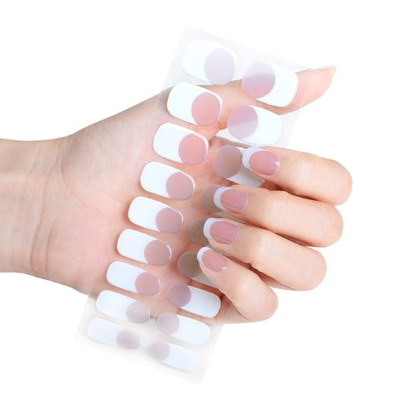 French Style Gel Nails Stickers Gradient Nails Polish Strips Manicures Stickers Nail Wraps Semi Cured Gel Nail Strips