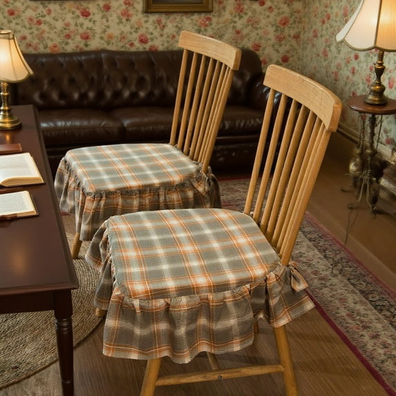 French Style Seat Cushion with Secure Ties Non- Ruffled Chair Pad | Cotton Filled Cushion for Dining Room Chairs,Kitchen,Office Wooden Chairs,Machine Washable & Decorative