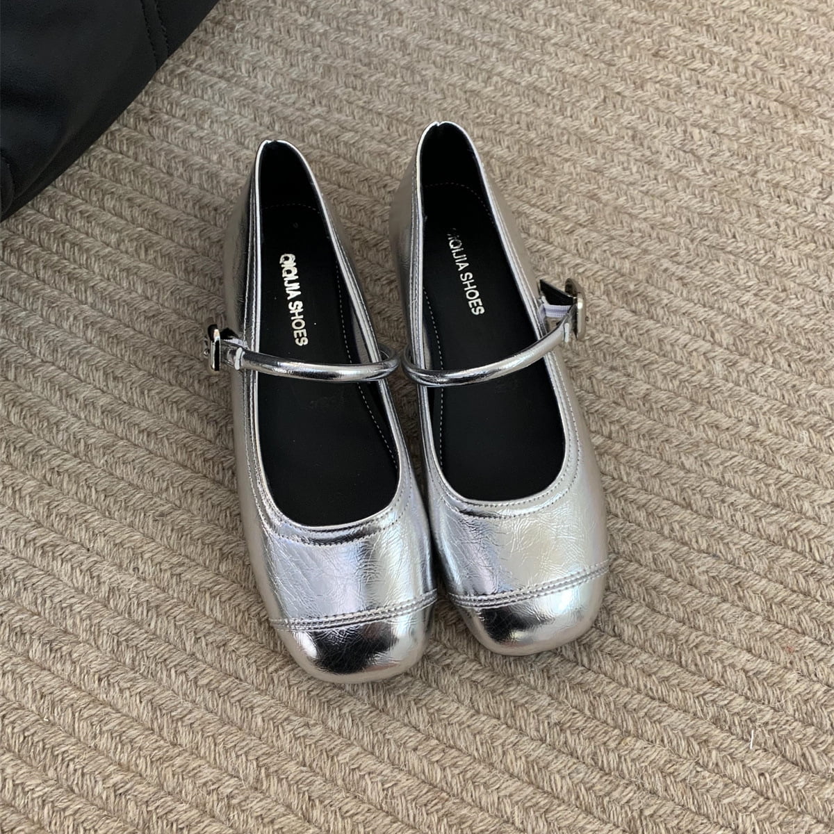 HHH French Style Skirt Silver round Head Mary Jane Shoes Women's Spring