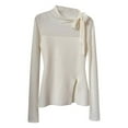 thumbnail image 1 of French Style Slim Fit Bodysuit Women’s Plus Size Top Elegant Tie Bow Design Comfortable Stretch Fabric Flattering Casual Blouse, 1 of 7