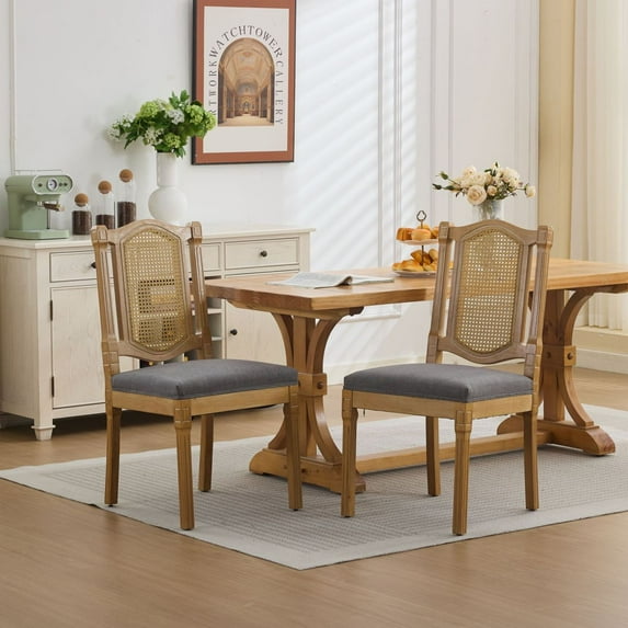 French Style Solid Wood Frame Antique Painting,Hand-pulled buckle decoration Velvet artificial leather Dining Chair with Nailhead Trim ,Wood Legs,Steel Spring inner,Set of 2,Blue,SW1739BL
