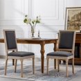 thumbnail image 1 of French Style Solid Wood Frame Antique Painting Linen Fabric Square Back Dining Chair,Set of 2,grey, 1 of 4