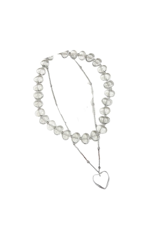 French Styles Double Strands Irregular Heart Shaped Necklace Adjustable Length Clavicle Chain Fashion Jewelry