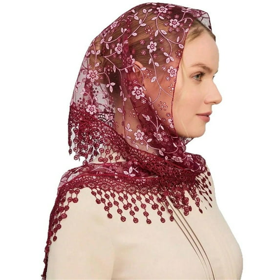 French Styles Lace Flower Headwrap Triangle Head Scarf Elegant Bandanas for Women Music Festival Photography Accessories