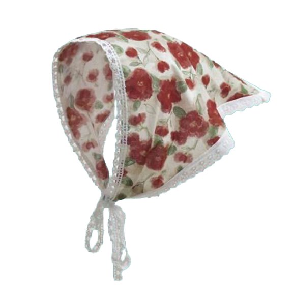 French Styles Triangular Headscarf Flower Print Headwrap with Lace Trim for Women Music Festival Leisure Vacation Wear