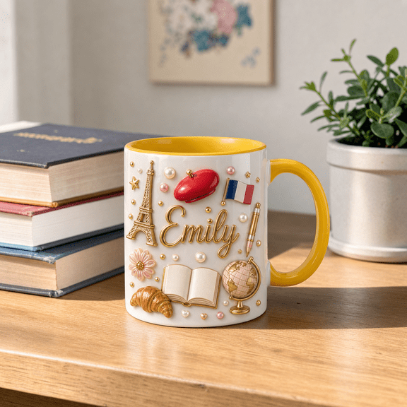 French Teacher Ceramic Mug Personalized Eiffel Tower Paris Gift for Teacher