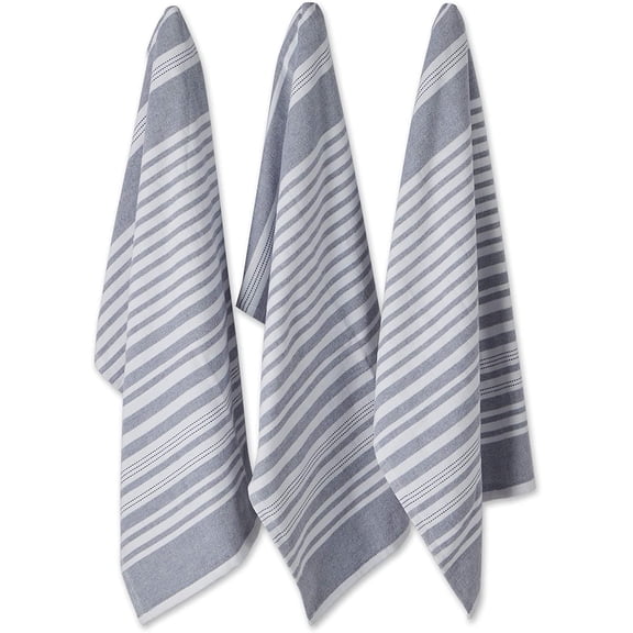 French Terry Collection Kitchen Dishtowel Set, 18x28, French Blue Stripe, 3 Piece