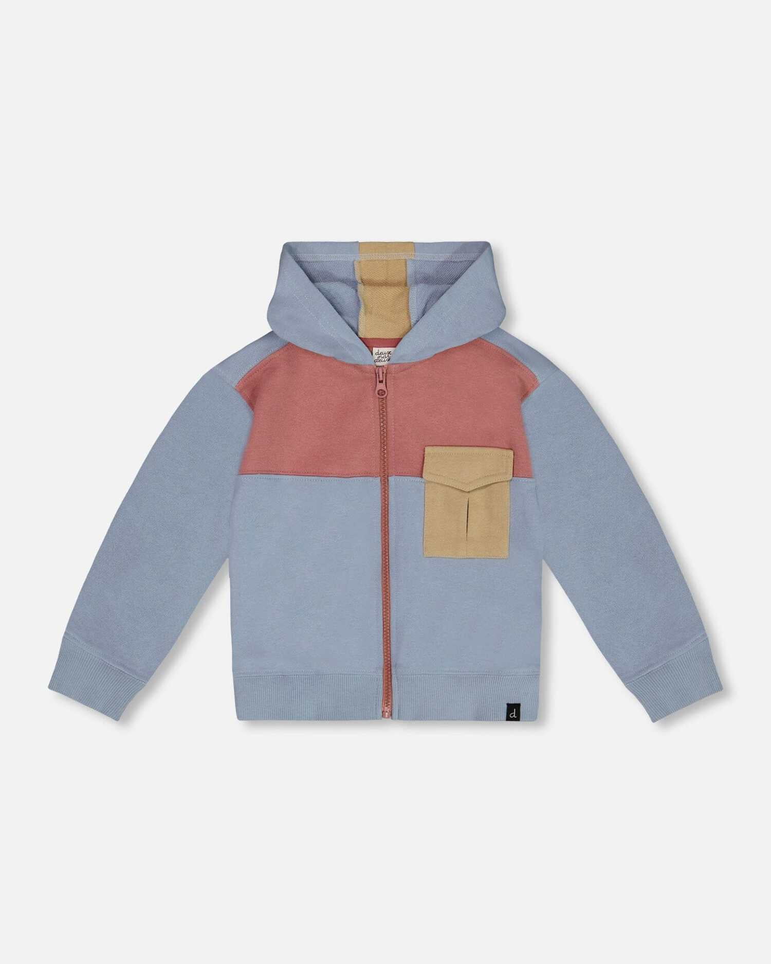 Blue French Terry Hoodie Two Piece Shorts Set