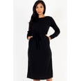 thumbnail image 1 of French Terry Midi Dress with Long Sleeves and Tie Front, 1 of 11