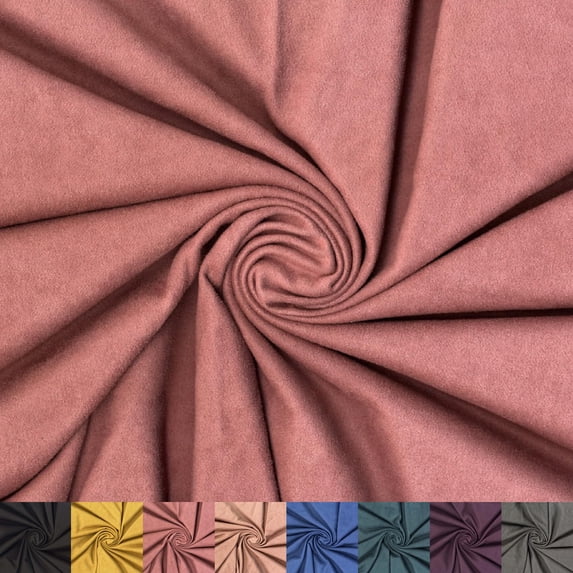 LitLook French Terry Suede Knit Fabric by the Yard - 65" Wide Brushed Suede for Dresses, Coats, Jackets, Hoodies, Loungewear - Mulberry