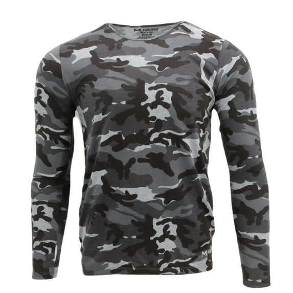 French Terry Thermal Top, Moisture Wicking, Midweight Layer, Made in USA, Metro Camo, Size Small