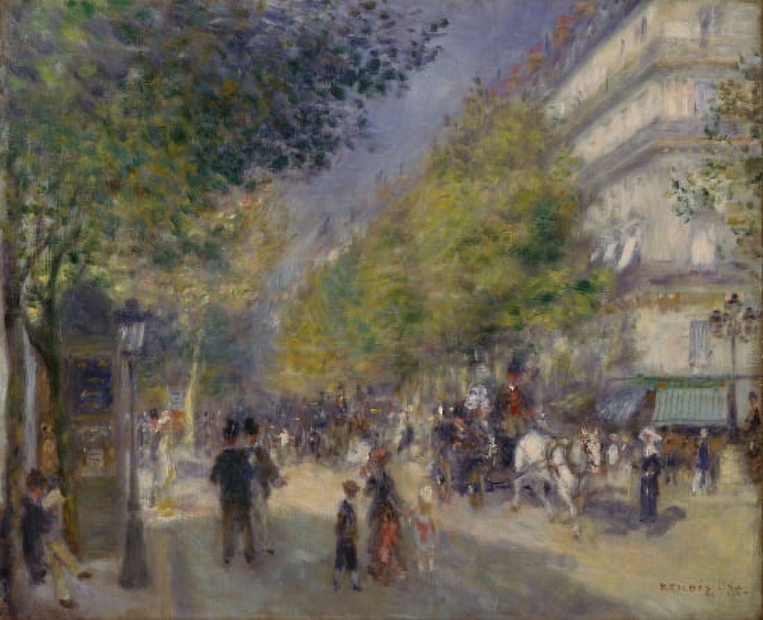 French The Grands Boulevards Canvas Art - Pierre Auguste Renoir (18 x 24)