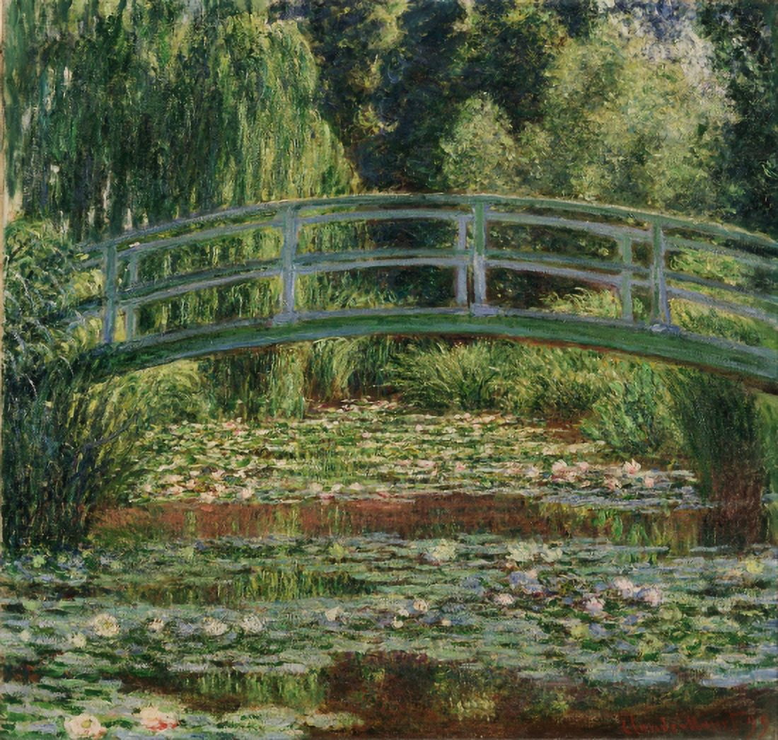 French The Japanese Footbridge And The Water Lily Pool Giverny Canvas Art - Claude Monet (18 x 24)