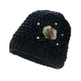 thumbnail image 1 of ZQUUVOU French Thicken Women's Flowers Knitted-Woolen-Hat Fashion Beanie-Hat Crochet-Bucekt-Hat For Winter A-Black, 1 of 4