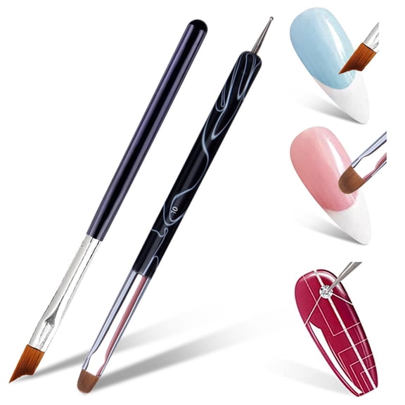 French Tip Brushes Set, Oblique Head French Brush with 2 Way French Gel Acrylic Art Kolinsky Brush with Dotting Tool for Professional Manicure Cuticle Clean Up Art Design(HJ-NB126) SF1