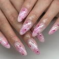 thumbnail image 1 of French Tip Press on Nails Hot Pink glue on nails Medium Length Almond Nails Press on False Nails with Glue Fake Nails with Designs Glitter for Nails Full Cover Glossy Acrylic Stick on Nails for Women, 1 of 8