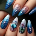 thumbnail image 1 of French Tip Press on Nails Short Oval Fake Nails with Designs Flower Glue on Fingernail 3D Gold False Nails Nude Pink Artificial Nail Glossy Full Cover Stick on Nails for Women, 1 of 10
