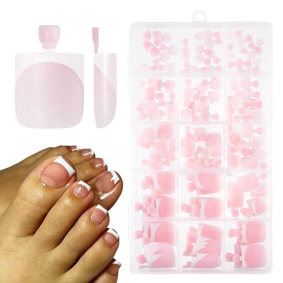 French Tip Press on Toe Nails,150pcs Square Pre-Designed Soft Gel Thick False Toenail Extension,Soft Gel False Toenail,Acrylic Soak off Fake Toe Nails for Women Nail Art DIY