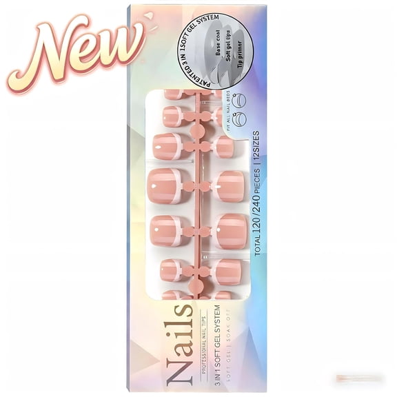 French Tip Press On Toenails, Soft Gel Full Cover Glossy Nude Fake Toe Nails, Natural Looking Toe Nail Tips for At-Home DIY Pedicure, Nail Accessories for Women Girls Daily Wear & Salon Use