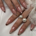 thumbnail image 1 of French Tip Press on Nails,Acrylic Fake Nails Stick on Nails Almond False Nails Artificial False Nails for Nails Designs, 1 of 7