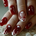 thumbnail image 1 of French Tip Press on Nails Heart Fake Nails Medium Square False Nails with  Nails Full Cover Stick on Nails for Women Manicure, 1 of 11