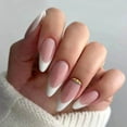 French Tip Press on Nails Medium Fake Nails White Nails Almond Acrylic