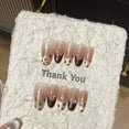 thumbnail image 1 of French Tip Simple Handmade Press on Nails for Women Classy Cool Cute Medium Almond Leopard Fake Nails, 1 of 4