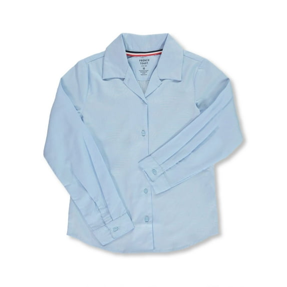 French Toast Big Girls’ L/S Notched Collar Blouse (Sizes 7 - 20) Color: blue Size: 18