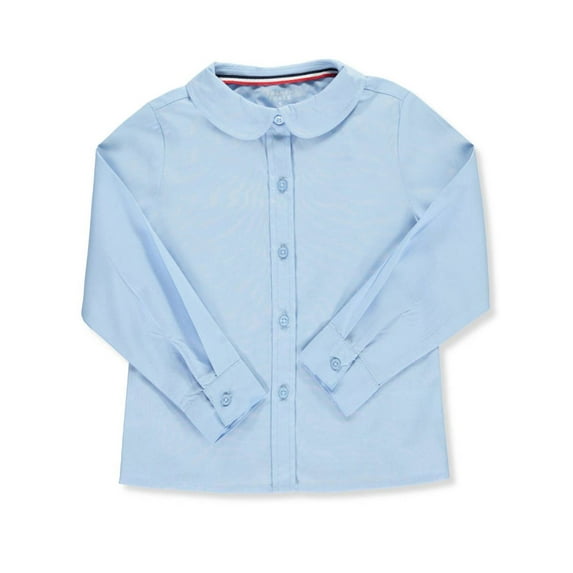 French Toast Big Girls' L/S Peter Pan Blouse (Sizes 7 - 20) - blue, 20 (Big Girls)