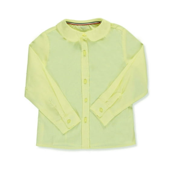 French Toast Big Girls' L/S Peter Pan Blouse (Sizes 7 - 20) - yellow, 12 (Big Girls)