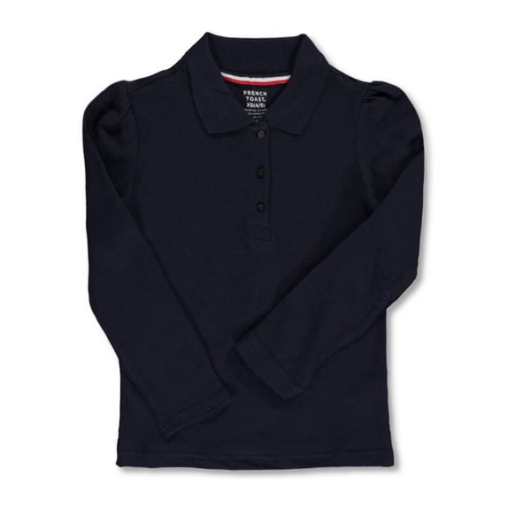 French Toast Little Girls’ L/S Stretch Pique Polo Shirt (Sizes 4 – 6X) Color: navy Size: 14 - 16